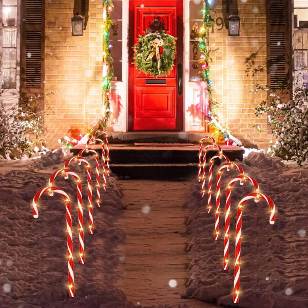 Joiedomi Pre-lit Candy Cane Pathway Markers Outdoor-6