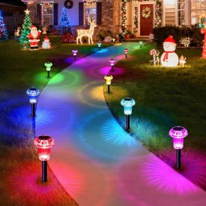 Priddop Solar Pathway Lights Waterproof Garden Outdoor-0