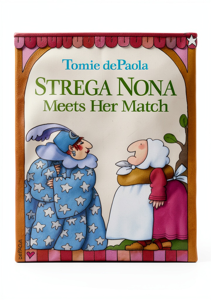 'Strega Nona book cover showing colorful illustrations for children'