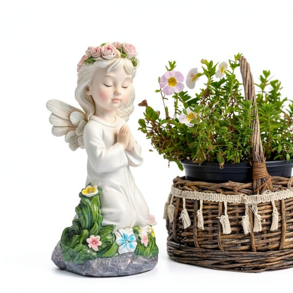 Pohabery Solar Angel Statue Garden Decor Waterproof Gift-2