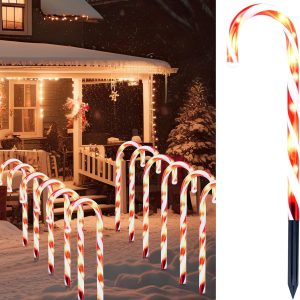 Joiedomi Pre-lit Candy Cane Pathway Markers Outdoor-0