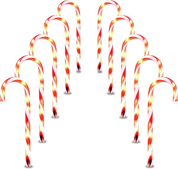 Joiedomi Pre-lit Candy Cane Pathway Markers Outdoor-7