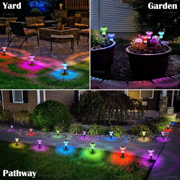Priddop Solar Pathway Lights Waterproof Garden Outdoor-2