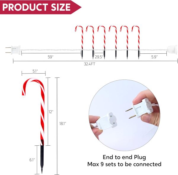 Joiedomi Pre-lit Candy Cane Pathway Markers Outdoor-4