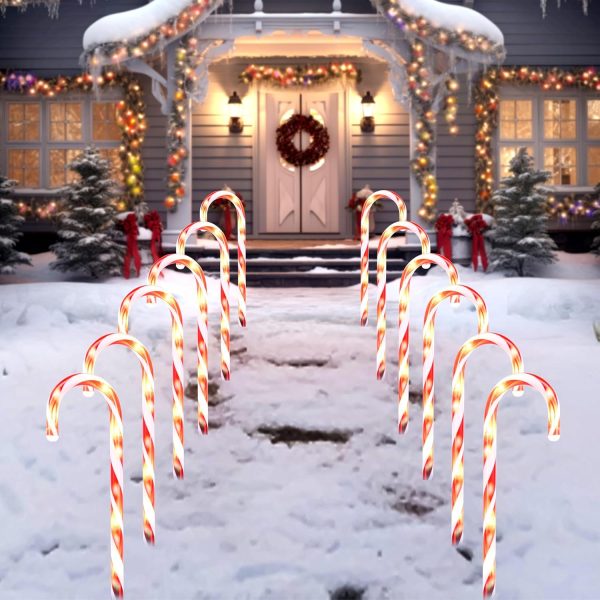 Joiedomi Pre-lit Candy Cane Pathway Markers Outdoor-8