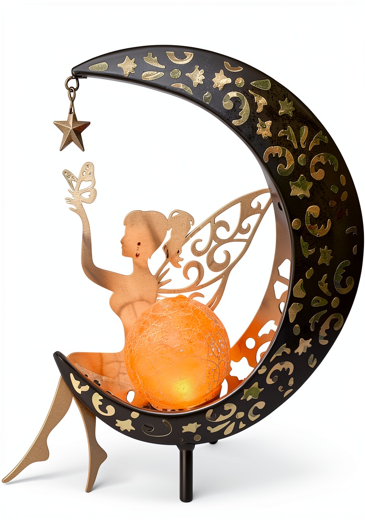 Installing Vuees Solar Fairy Light Metal Stake Warm Gold on a wooden desk