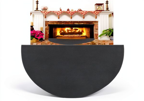 63″x37″ Extra Large Half Round Fireproof Fireplace Mat Hearth Area Rug - Fire Retardant Fiberglass Carpet - Fire Flame Resistant Floor Covering Protection Pad Non-Slip Floor Protector-0